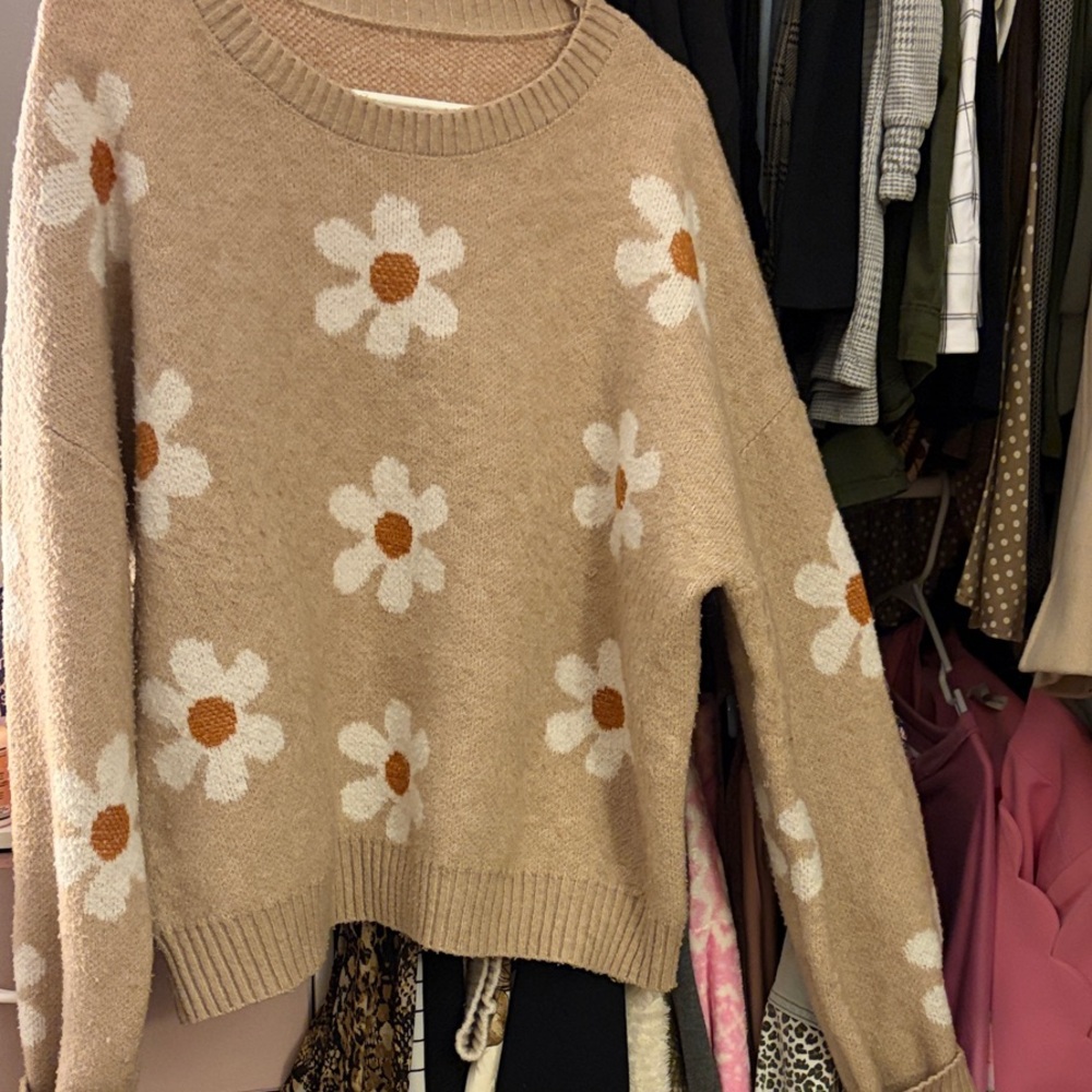 Cato Beige Daisy Sweater